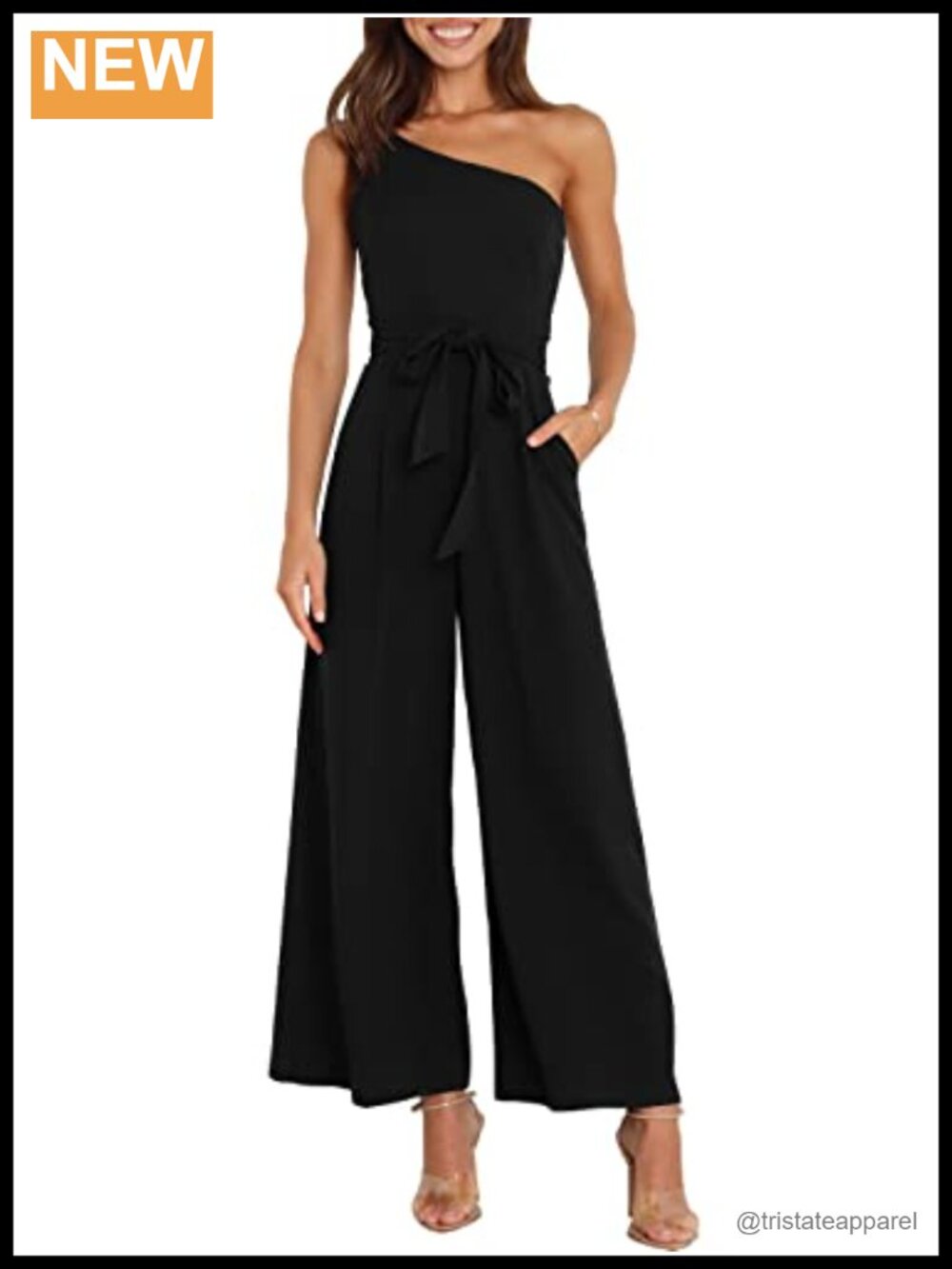 One Shoulder Sleeveless Wide Leg Jumpsuit Romper Dressy